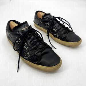 YSL Yves Saint Laurent Black Leather Court Star Sneakers